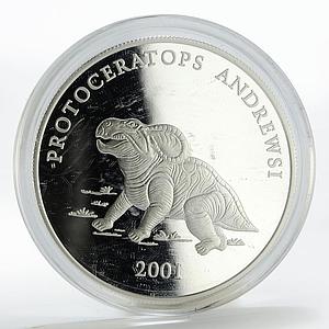 Mongolia 500 togrog Dinosaurs series Protoceratops Andrewsi silver coin 2001