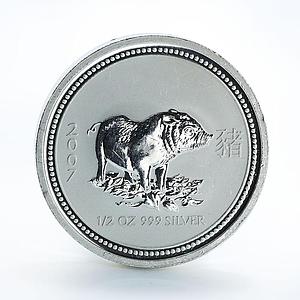 Australia 50 cents Lunar Calendar series I Year of the Pig silver coin 2007