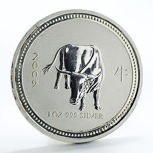 Australian 1 dollar Year of the Ox Lunar Series I 1 oz Silver Coin 2009