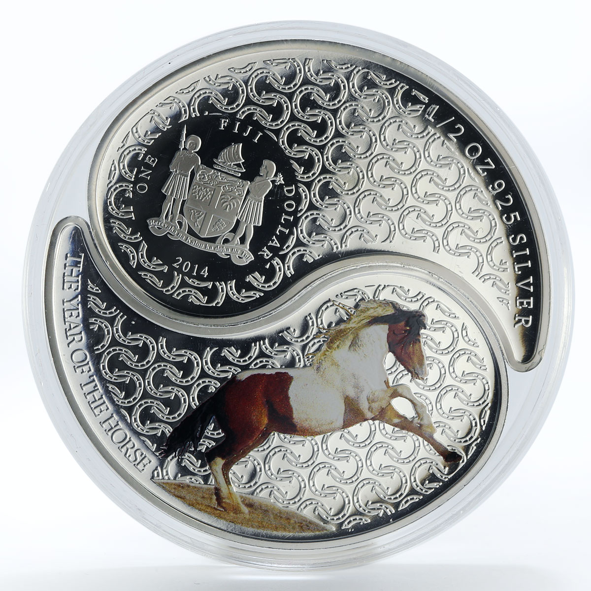 Fiji set 2 coins Year of the Horse Ying Yang colored proof silver 2014