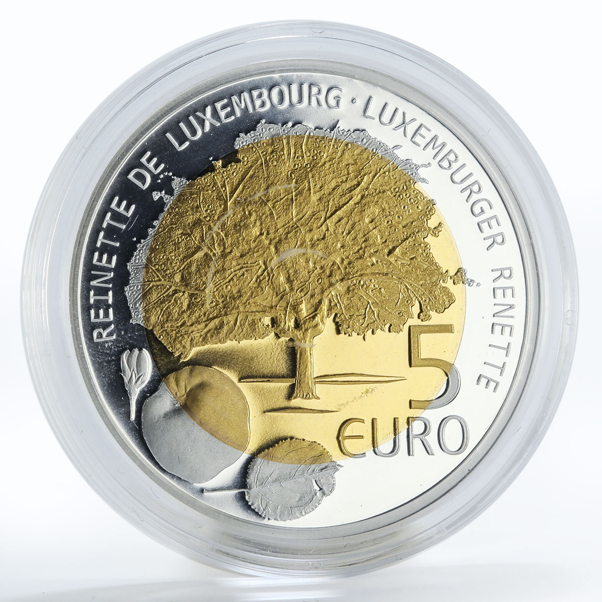 Luxembourg 5 euro Fauna and Flora Apple tree silver and gold coin 2014