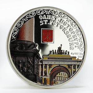 Cook Islands 5 dollars St. Petersburg city colored proof silver coin 2011