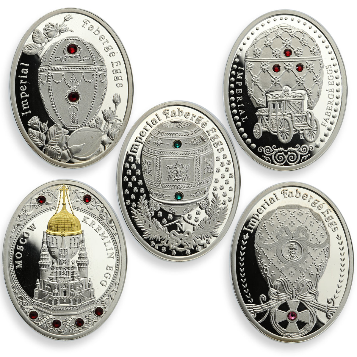 Niue set 9 coins Imperial Faberge Eggs crystals proof silver 2012/2013