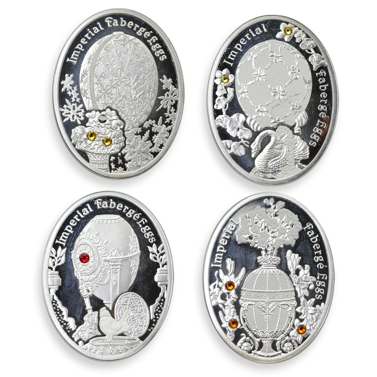 Niue set 9 coins Imperial Faberge Eggs crystals proof silver 2012/2013