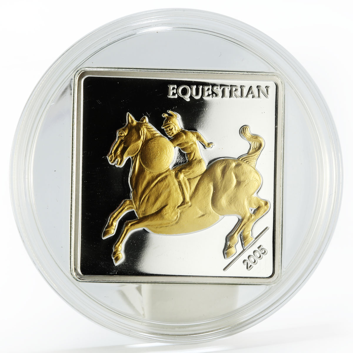 Mongolia 500 togrog Da Vinci Horse Rider gilded silver coin 2005