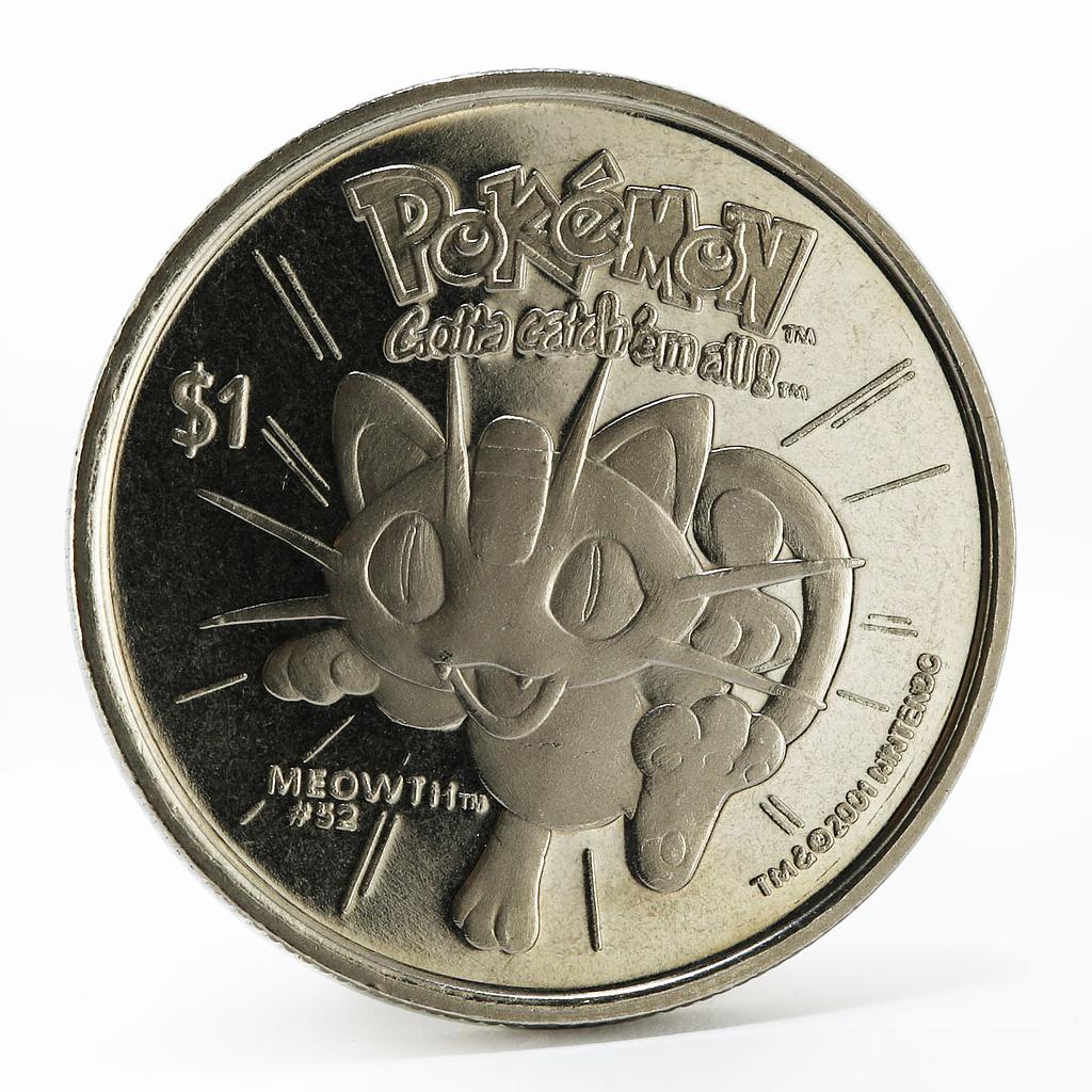 Niue 1 dollar Pokemon Meowth copper-nickel coin 2001