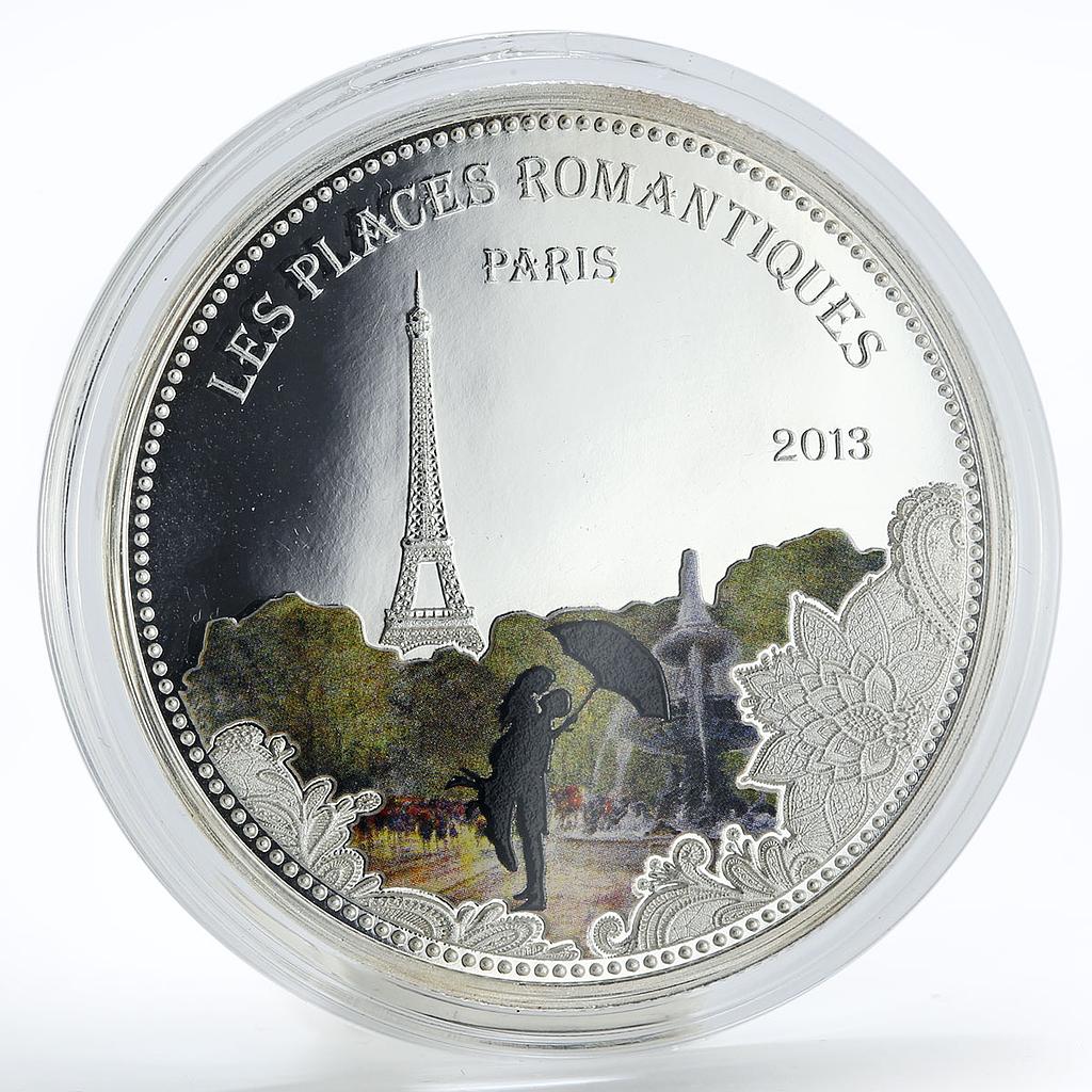 Benin 1000 francs Romantic Places Paris colored silver coin 2013