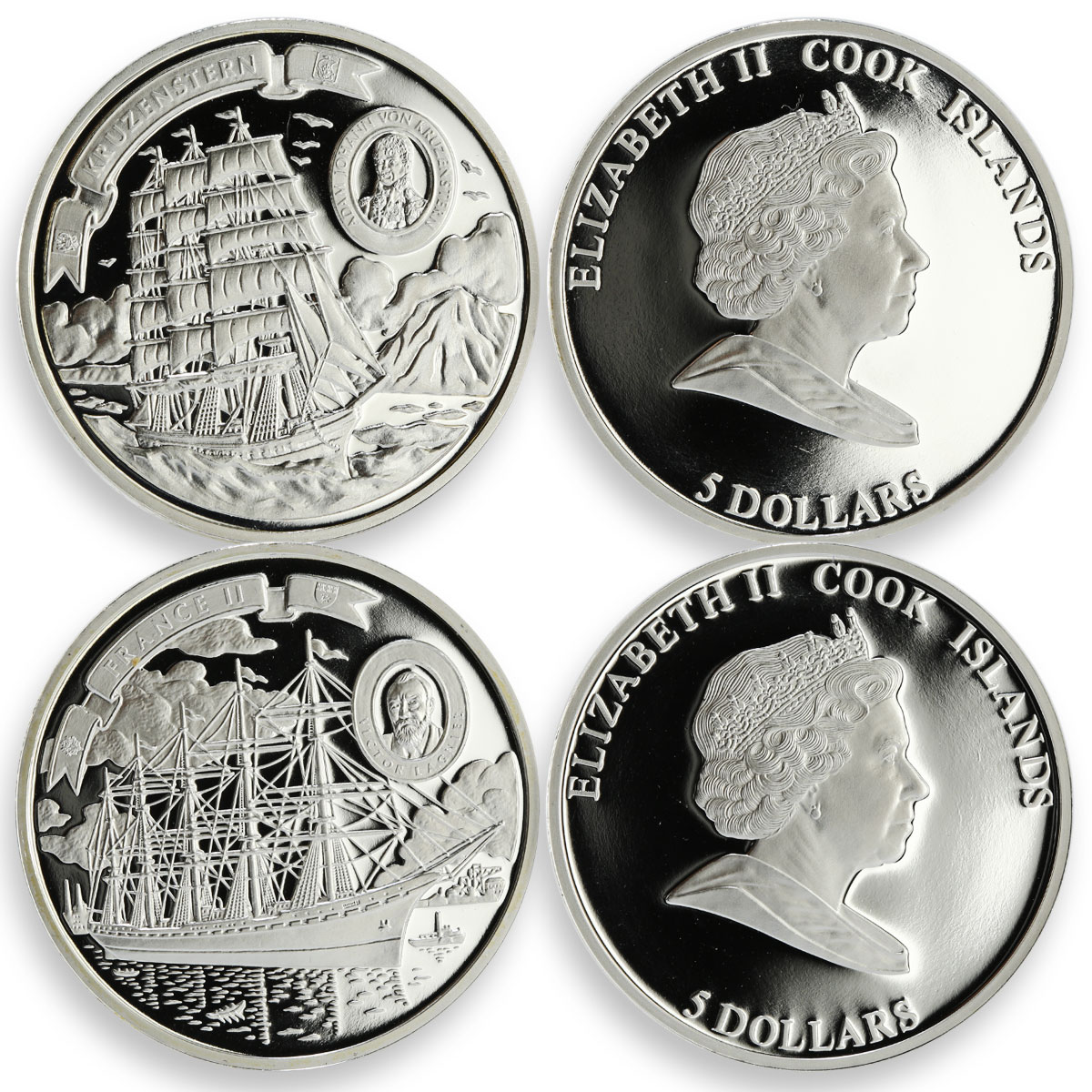 Cook Islands set 6 coins Tall Ships of 20th century silver 2008