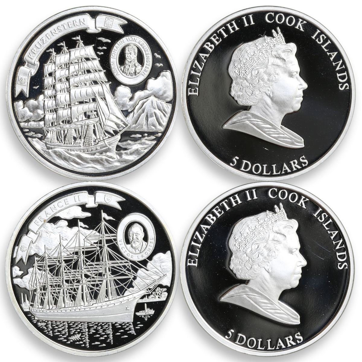 Cook Islands set 6 coins Tall Ships of 20th century silver 2008