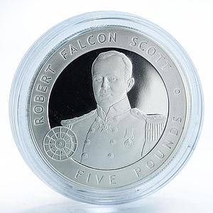 Bailiwick of Guernsey 5 pounds Robert Falcon Scott silver proof coin 2006