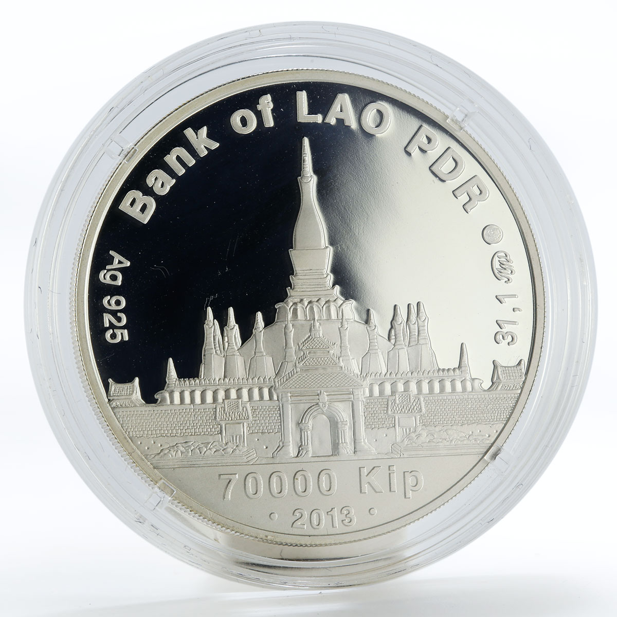 Laos 70000 kip Money tree gilded silver coin 2013