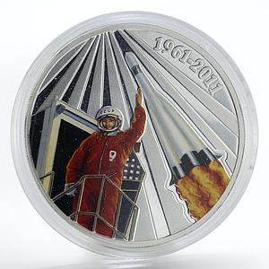 Malawi 50 kwacha Yuri Gagarin First Man in Space colored silver coin 2011