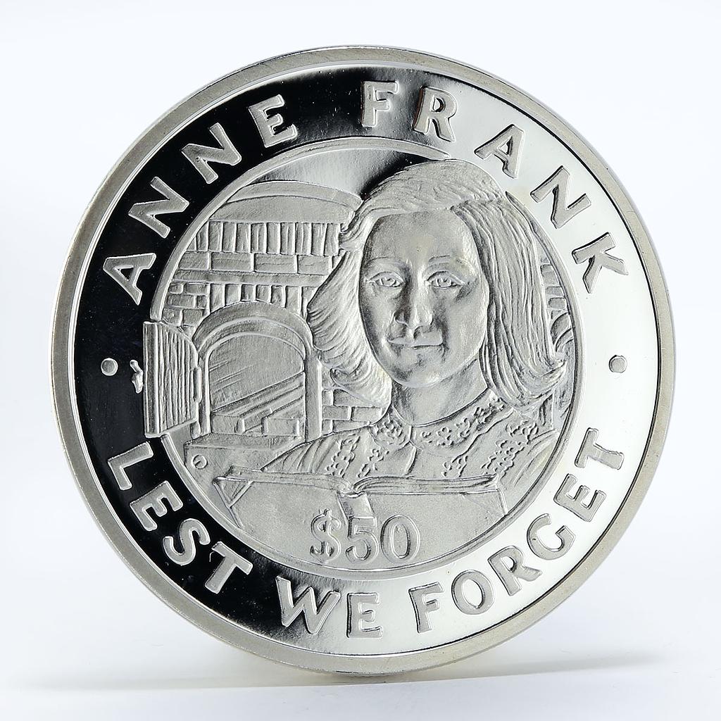 Tokelau 50 dollars Anne Frank World War Silver Coin 1993