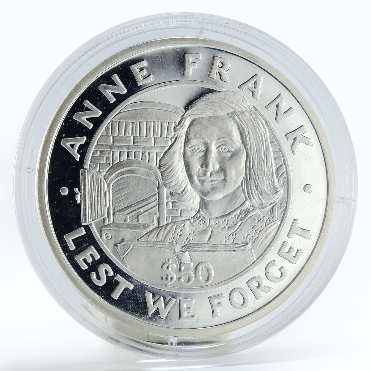 Tokelau 50 dollars Anne Frank World War Silver Coin 1993