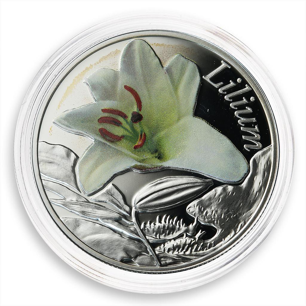 Belarus 10 Roubles Series Beauty of Flowers Lilium Flora silver coin 2013