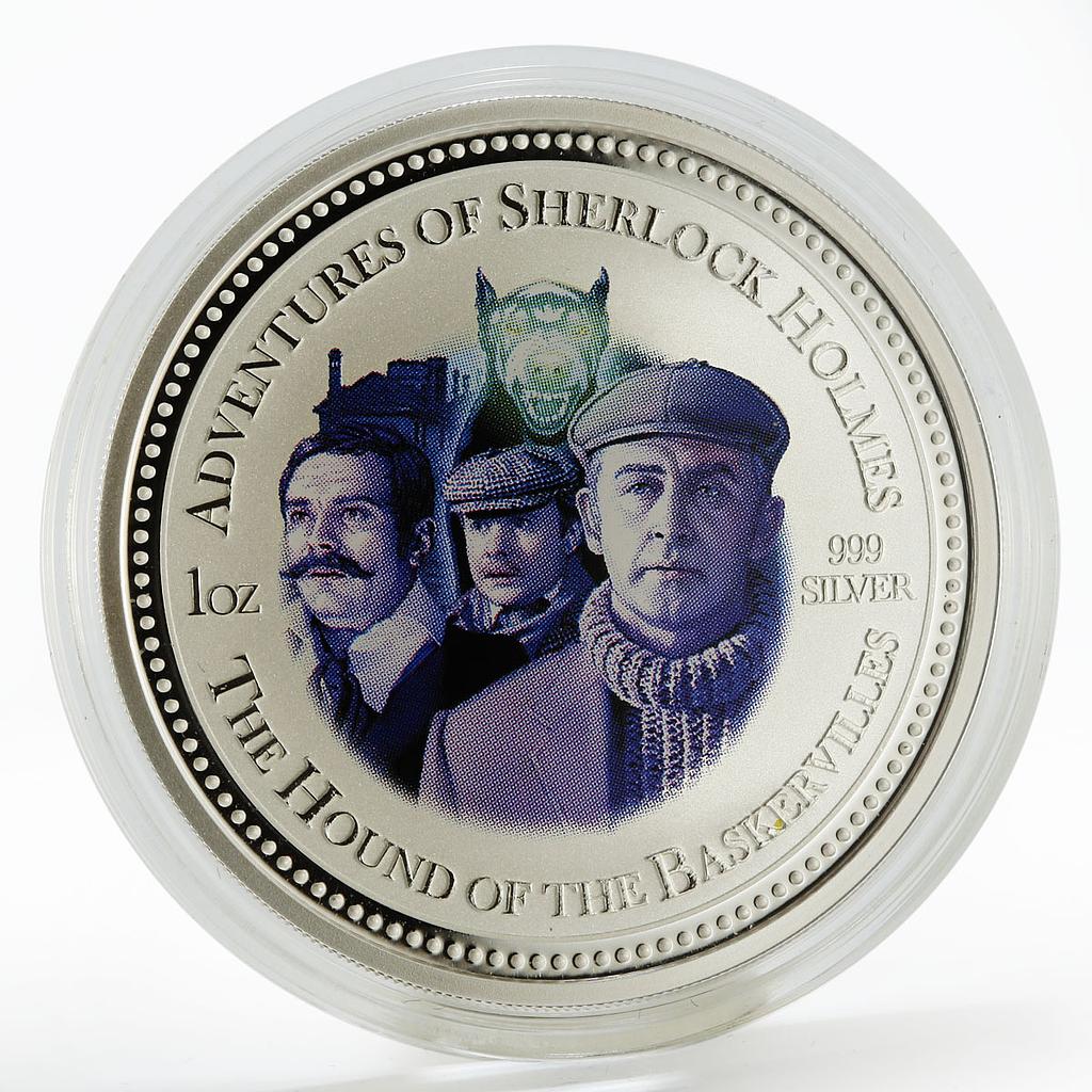 Cook Islands 2 dollars Adventures of Sherlock Holmes colored silver coin 2007