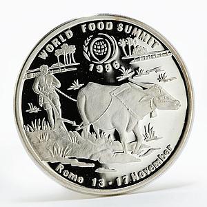 Laos 50 kip World Food Summit in Rome silver coin 1996