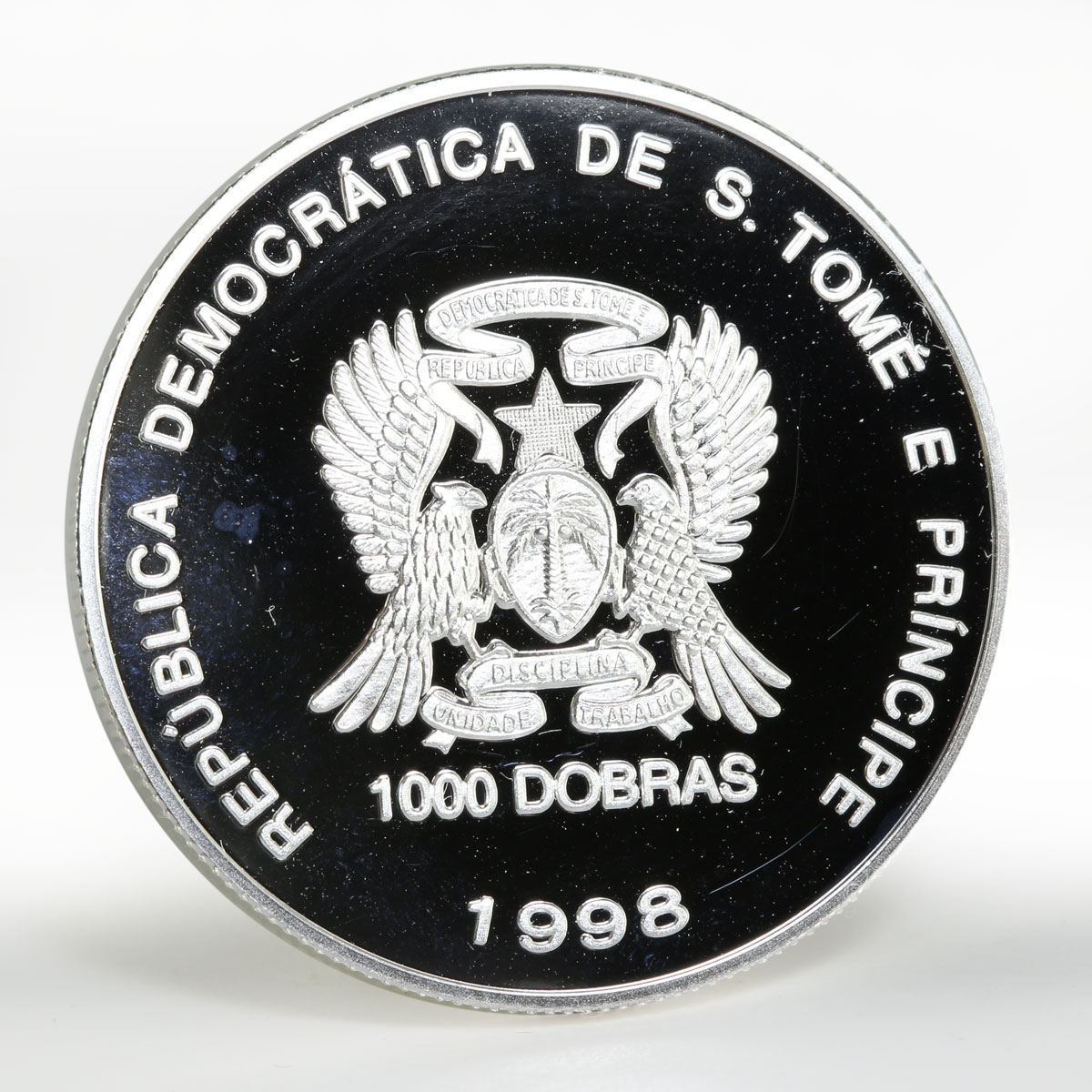 Sao Tome and Principe 1000 dobras Butterfly hologram silver coin 1998