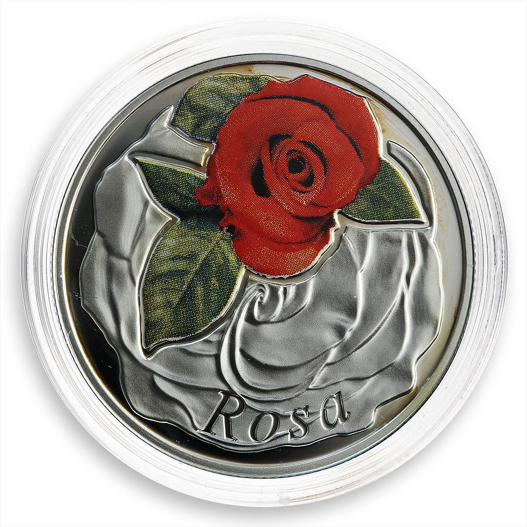 Belarus 10 roubles Beauty of Flowers Series Rose Flora proof silver coin 2013