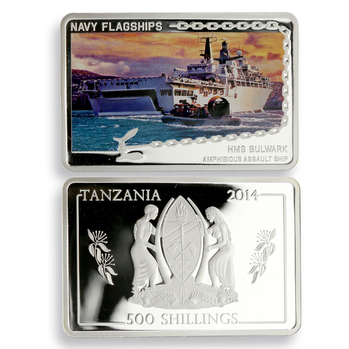 Tanzania set 4 coins Navy Flagships colored proof silver coin 2014