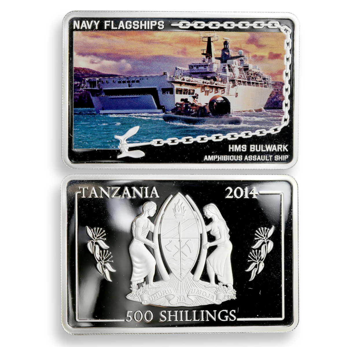 Tanzania set 4 coins Navy Flagships colored proof silver coin 2014