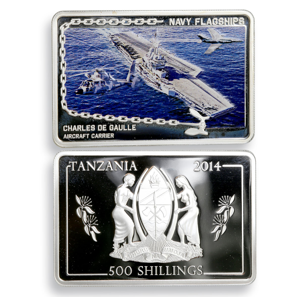 Tanzania set 4 coins Navy Flagships colored proof silver coin 2014