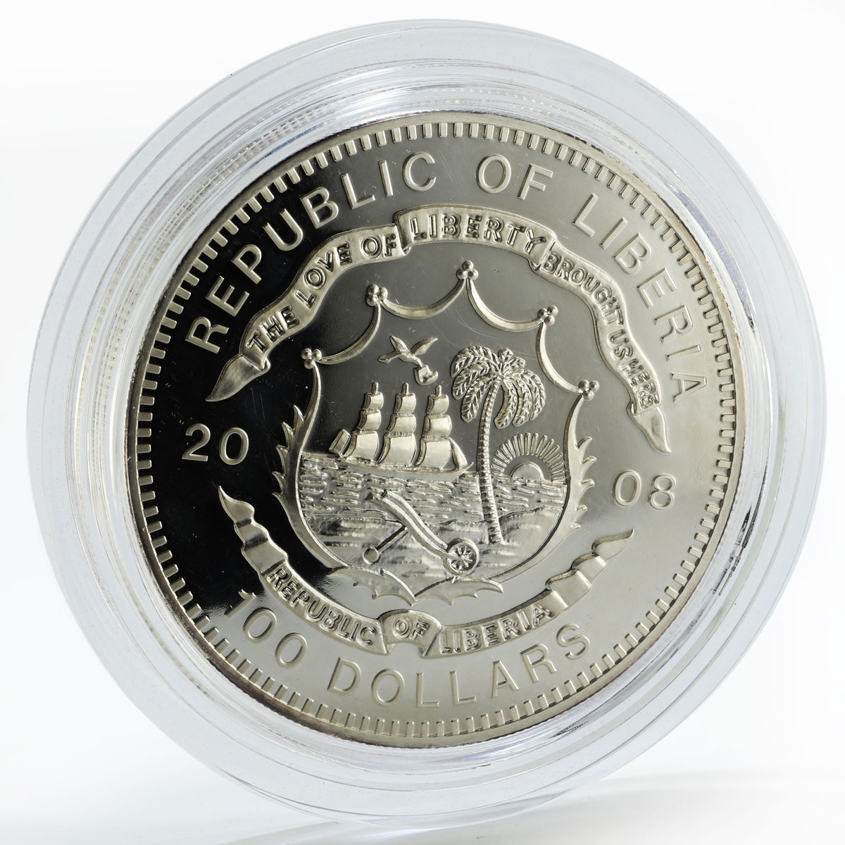 Liberia 100 dollars Soccer Europe proof silver coin 1 kg 2008