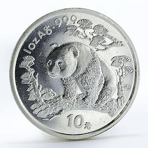 China 10 yuan Panda on thick branch silver coin 1997