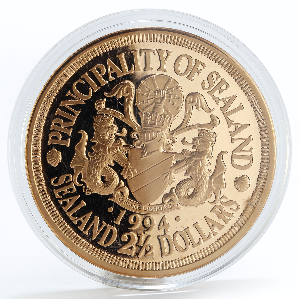 Sealand 2 1/2 dollars ORCA dolphin proof bronze coin 1994 Coinsberg