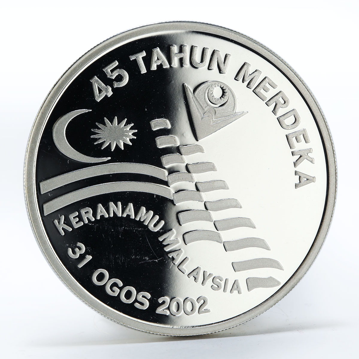 Malaysia 10 ringgit 45th Anniversary of Federation proof silver coin 2002