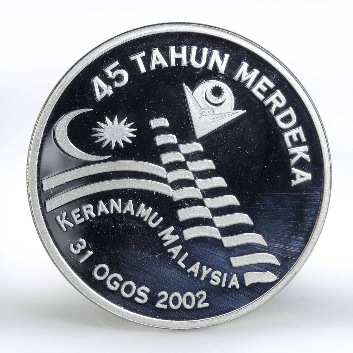 Malaysia 10 ringgit 45th Anniversary of Federation proof silver coin 2002