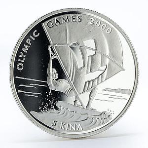 Papua New Guinea 5 kina Summer Olympics Sydney Sailboarding silver coin 1997