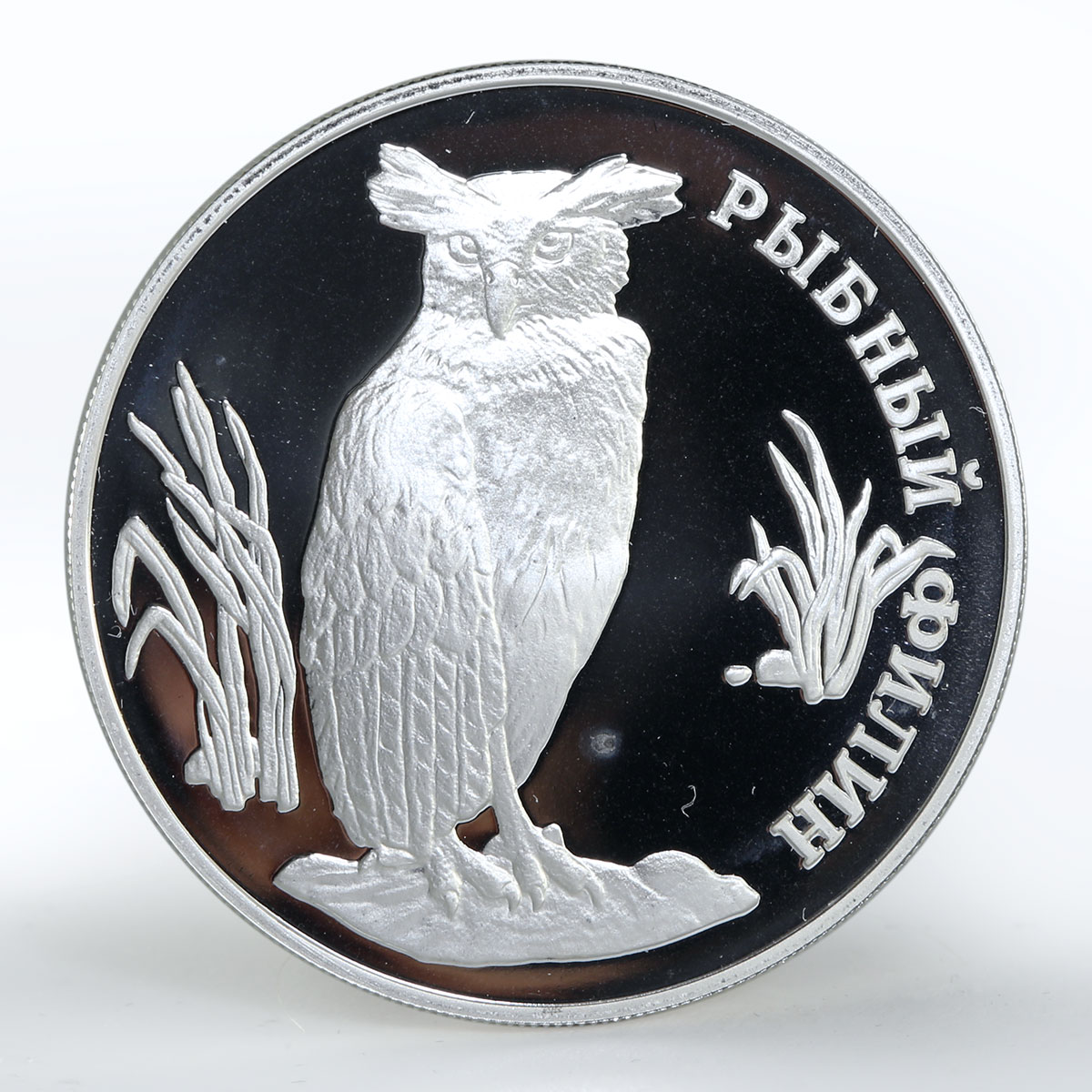 Russia 1 ruble Red Book Fish Eagle-Owl proof silver coin 1993