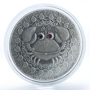 Belarus 20 Roubles Zodiac Signs Cancer Silver Two Zircons 2009