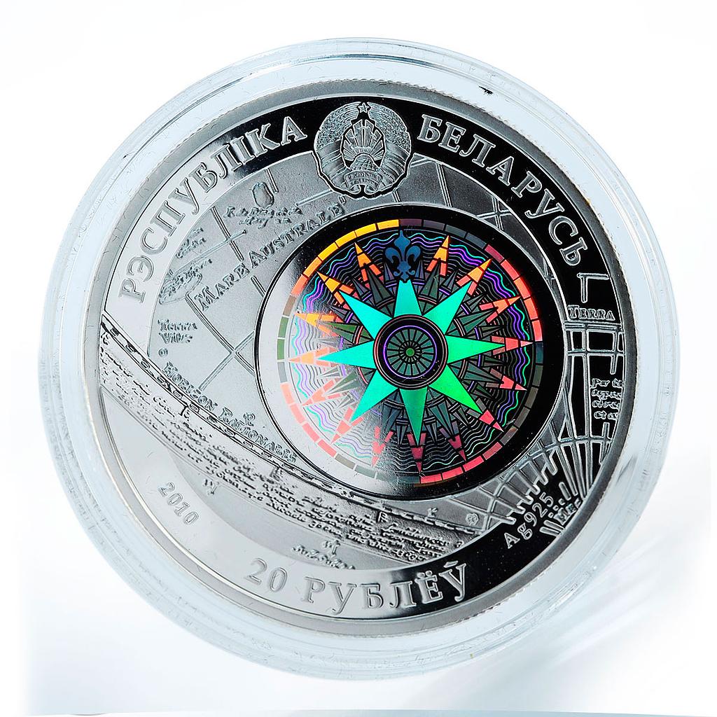 Belarus 20 roubles Sailing Ships Amerigo Vespucci Compass hologram silver 2010