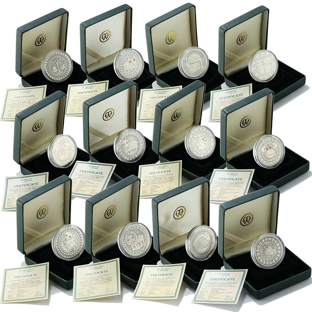 Belarus 20 roubles set of 12 coins Zodiac Swarovski 2009