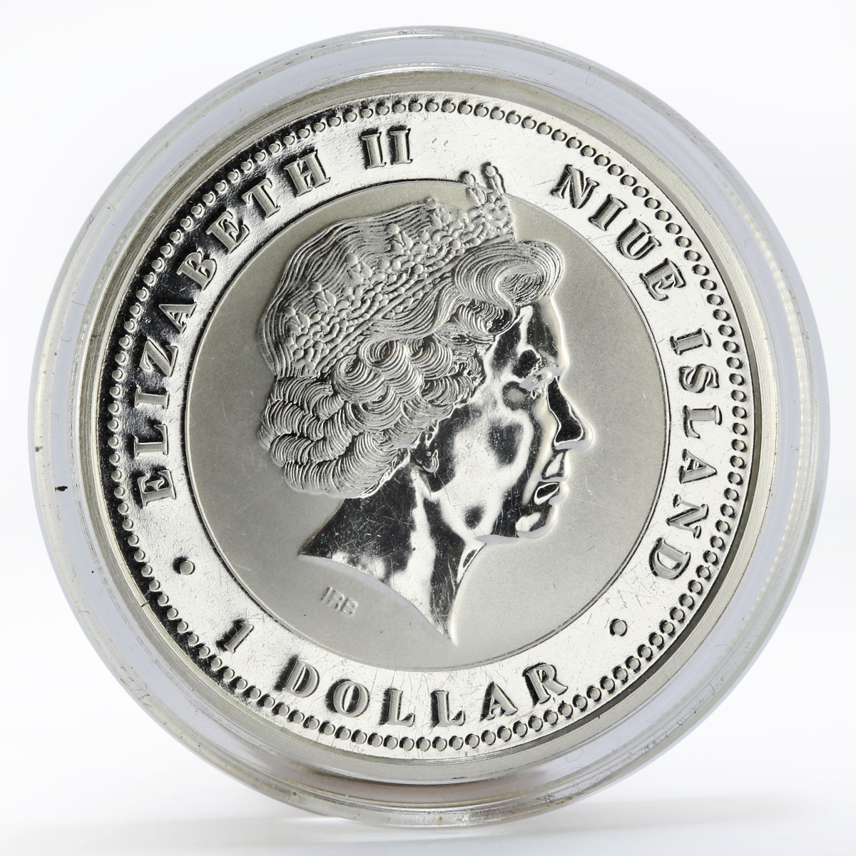 Niue 1 dollar Year of the Rat colored proof silver coin 2008