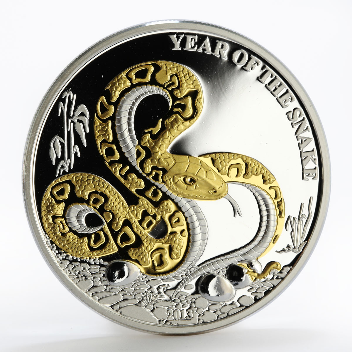 Togo 1000 francs Year of the Snake proof gilded silver coin 2013