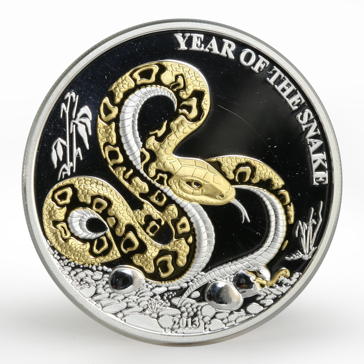 Togo 1000 francs Year of the Snake proof gilded silver coin 2013