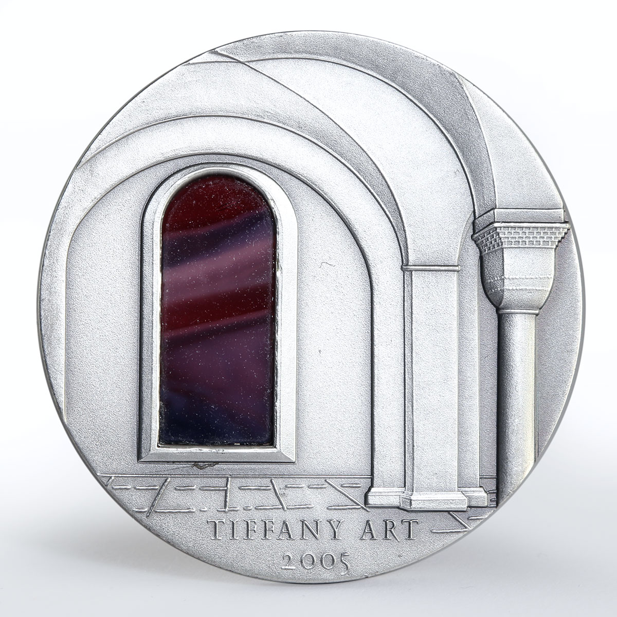 Liberia 10 dollars Tiffany Art fortress castle silver coin 2005