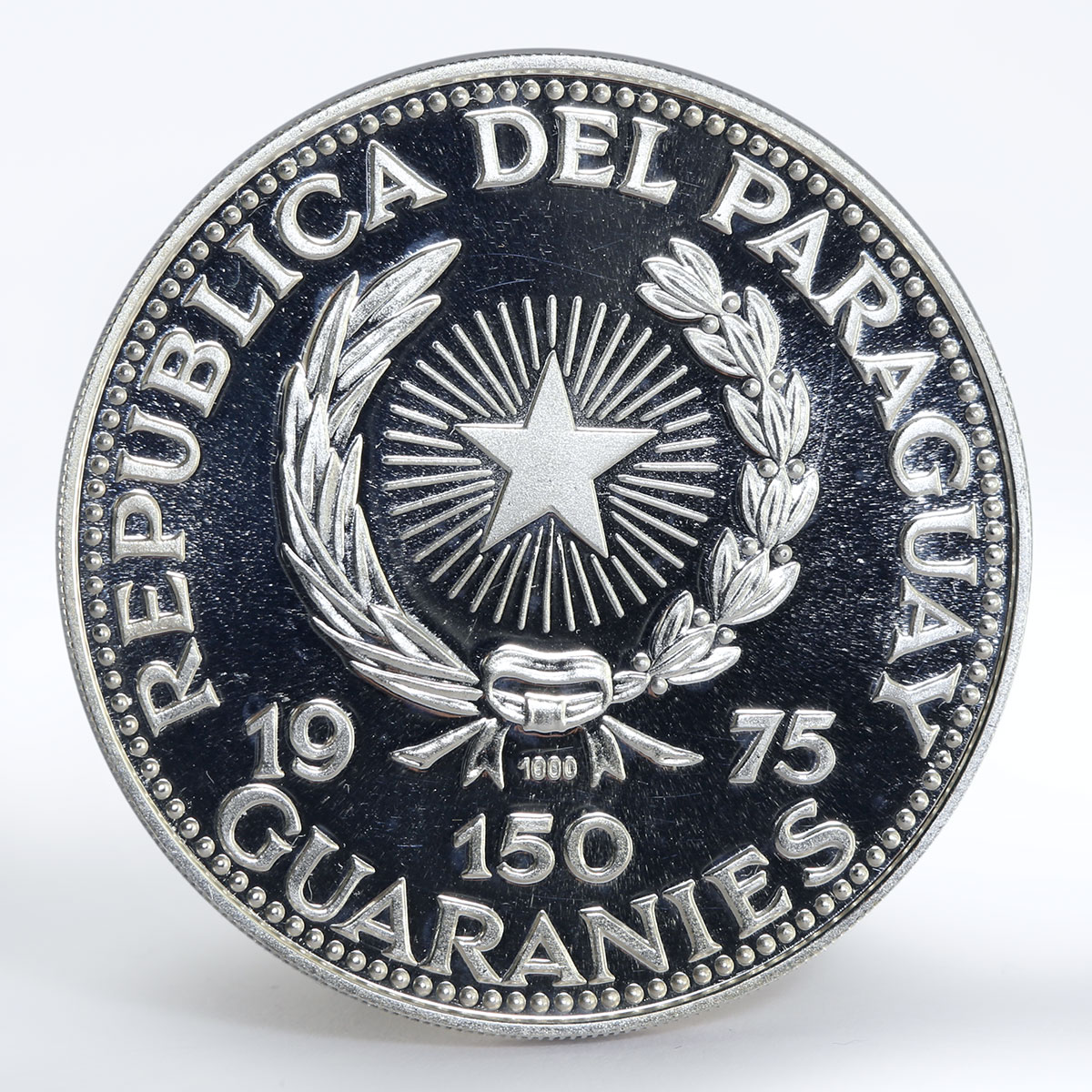 Paraguay 150 guaranies Friendship Bridge proof silver coin 1975