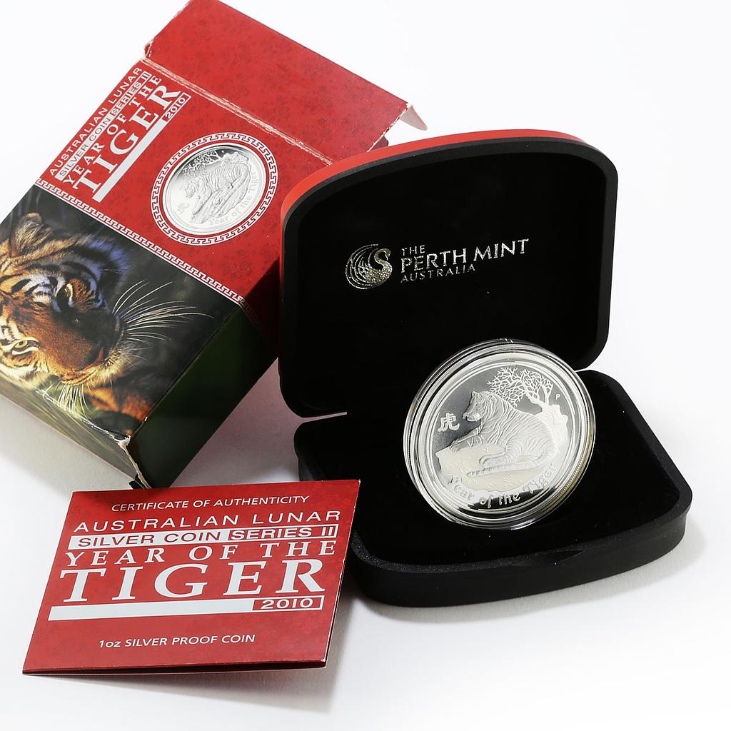 Australia 1 dollar Lunar Calendar II series Year of Tiger silver coin 2010