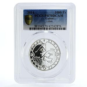 Gabon 1000 francs Zodiac Signs series Libra PR70 PCGS proof silver coin 2014