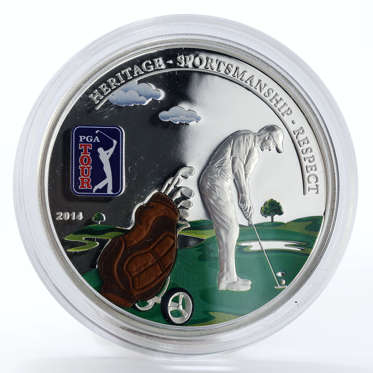 Cook Islands 5 dollars PGA Tour - Golf Bag silver proof coin 2014