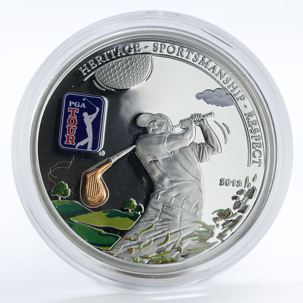 Cook Islands 5 dollars PGA Tour - Golf Club silver proof coin 2013