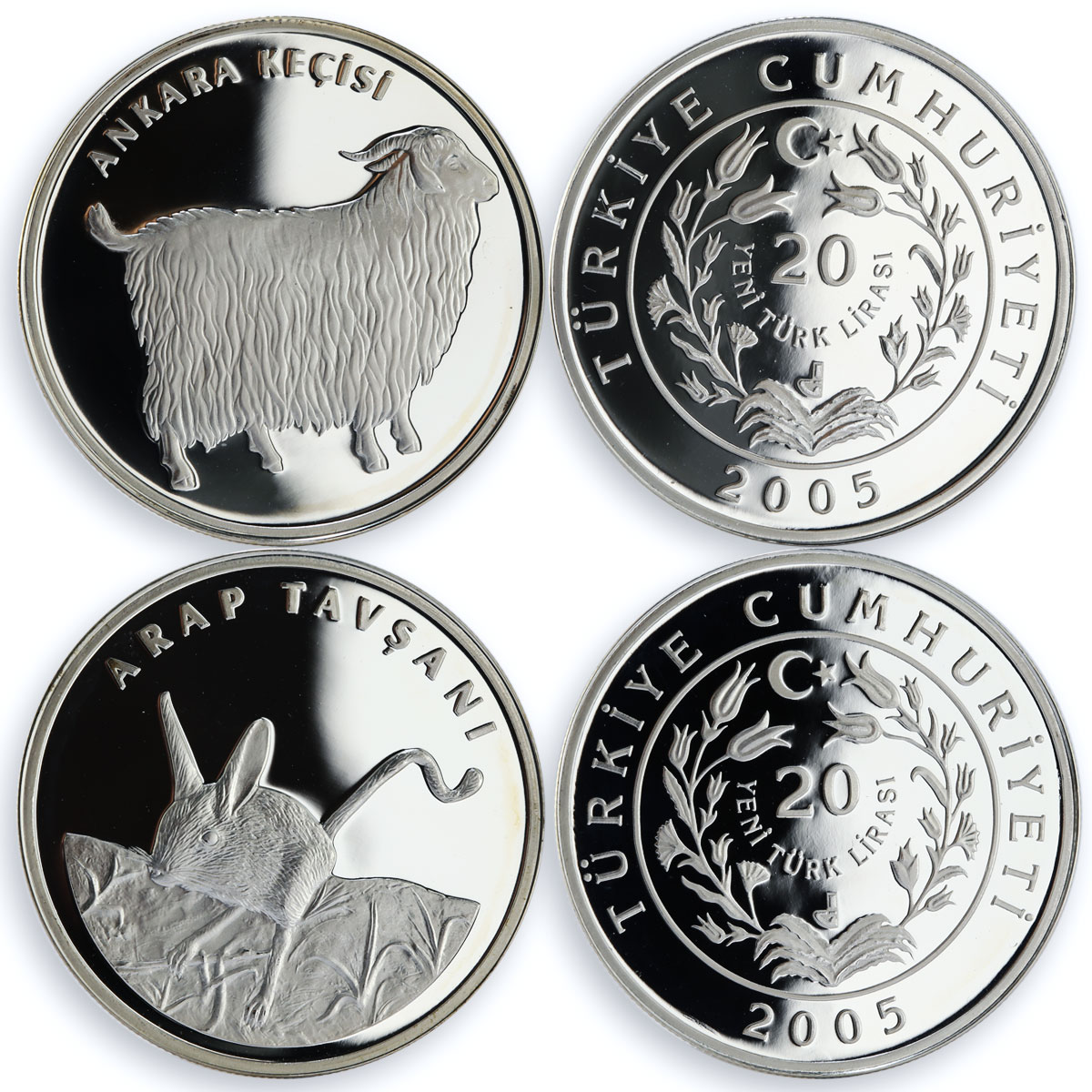 Turkey set 11 coins Wildlife Series Animals proof silver 2005