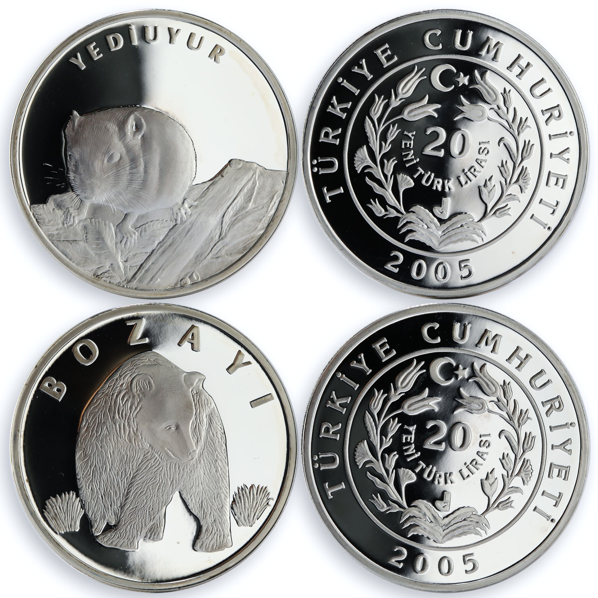 Turkey set 11 coins Wildlife Series Animals proof silver 2005