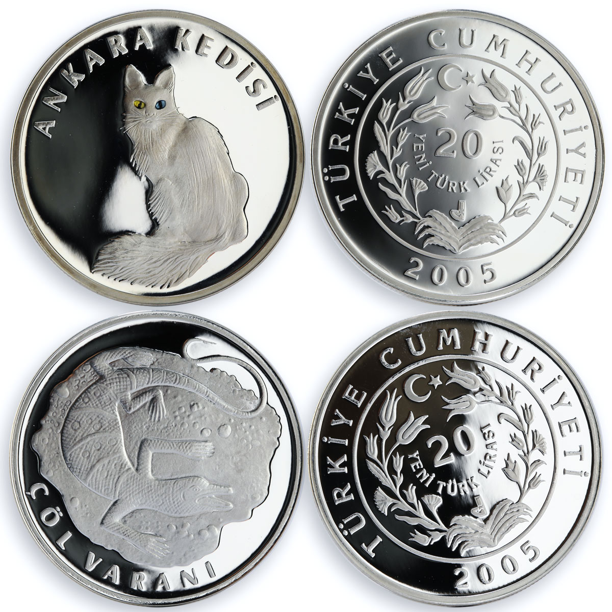 Turkey set 11 coins Wildlife Series Animals proof silver 2005