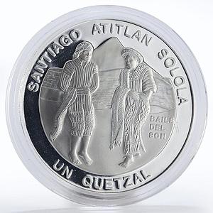 Guatemala 1 quetzal Traditional dance proof silver coin 1997