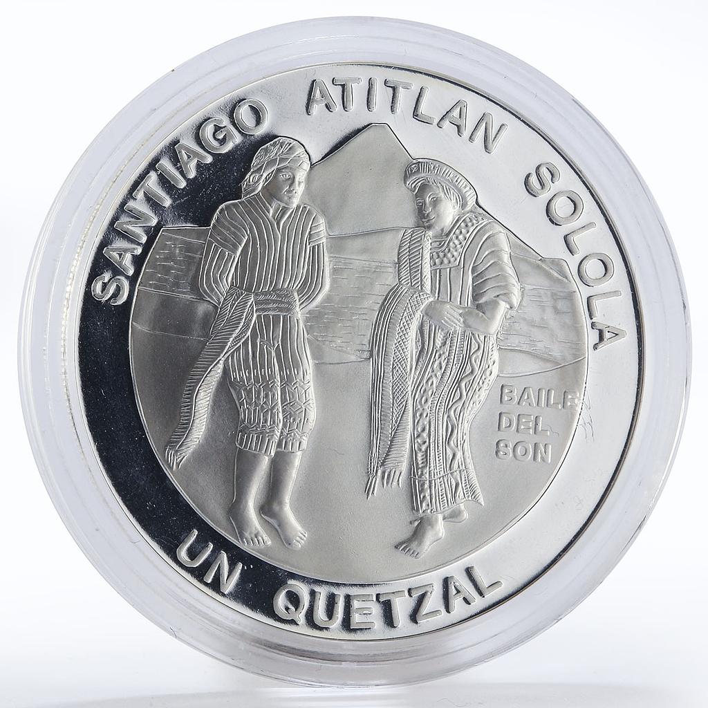 Guatemala 1 quetzal Traditional Dance of the Sun Women proof silver coin 1997